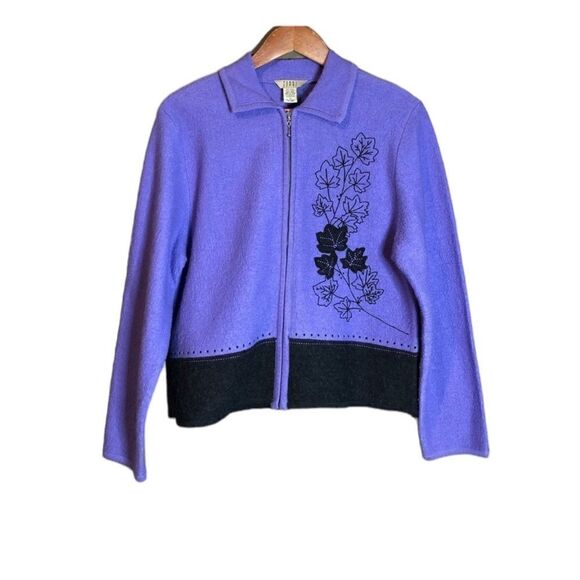 Teddi petite 100% boiled wool zip up sweater with collar. - Picture 9 of 9